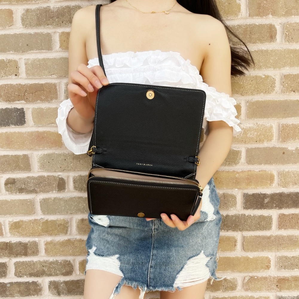 Tory Burch Wallet Crossbody Black logo - Picture 4 of 4